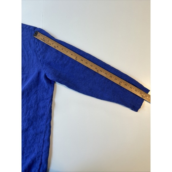 Vtg Blue Cactus Cotton Hand Painted Jacket One Button Lagenlook  Artsy Large - Picture 7 of 8